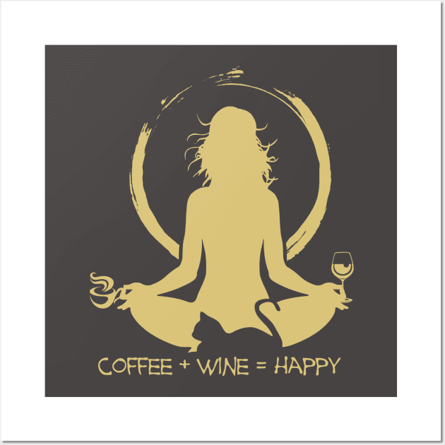 Coffee + Wine = Happy Wall Art by Artizan